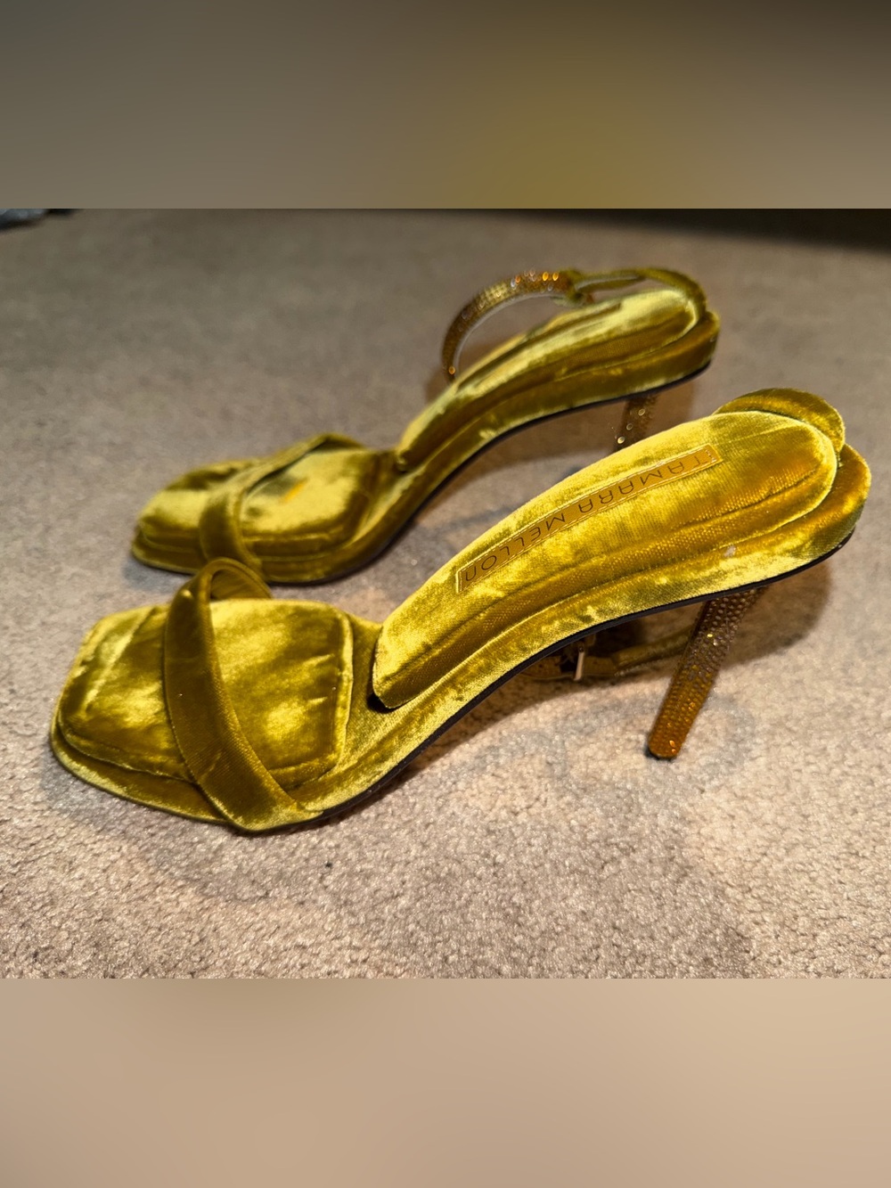 Tamara Mellon Stellar Sandals Topaz Crystal-Embellished Velvet Size 38 - Picture 2 of 5
